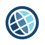 Icon for ocean showing a sphere with three shades of blue.