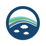 Water quality icon showing fish and layers of blue.