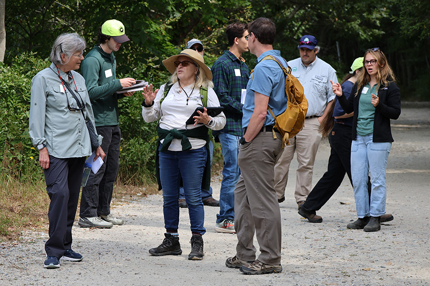 a group of people engaged in conversation